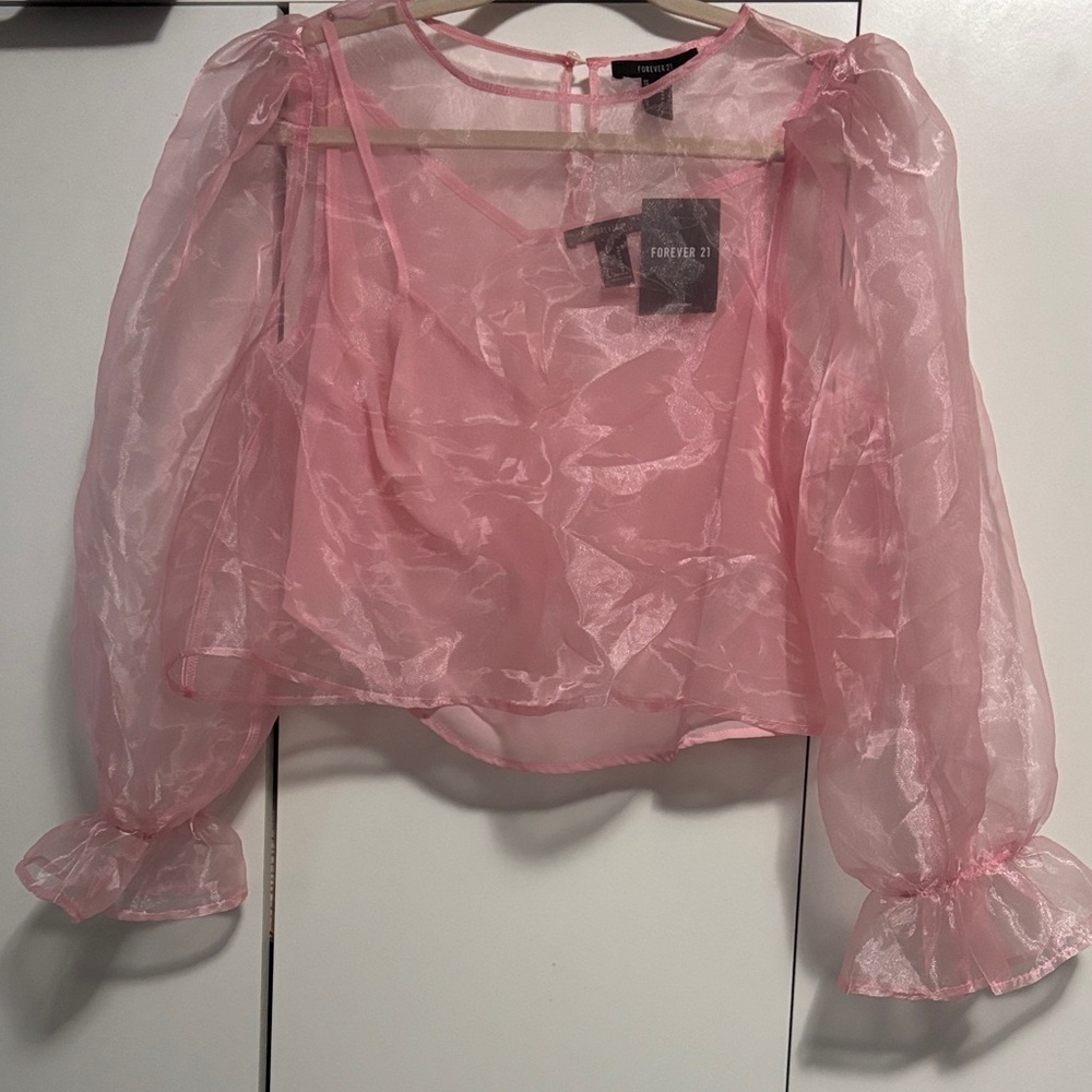Forever 21 Light Pink Sheer Blouse